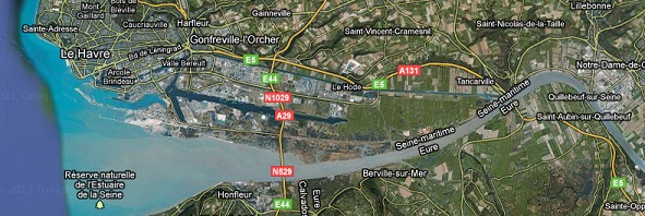 Vue satellite de l'estuaire de la Seine